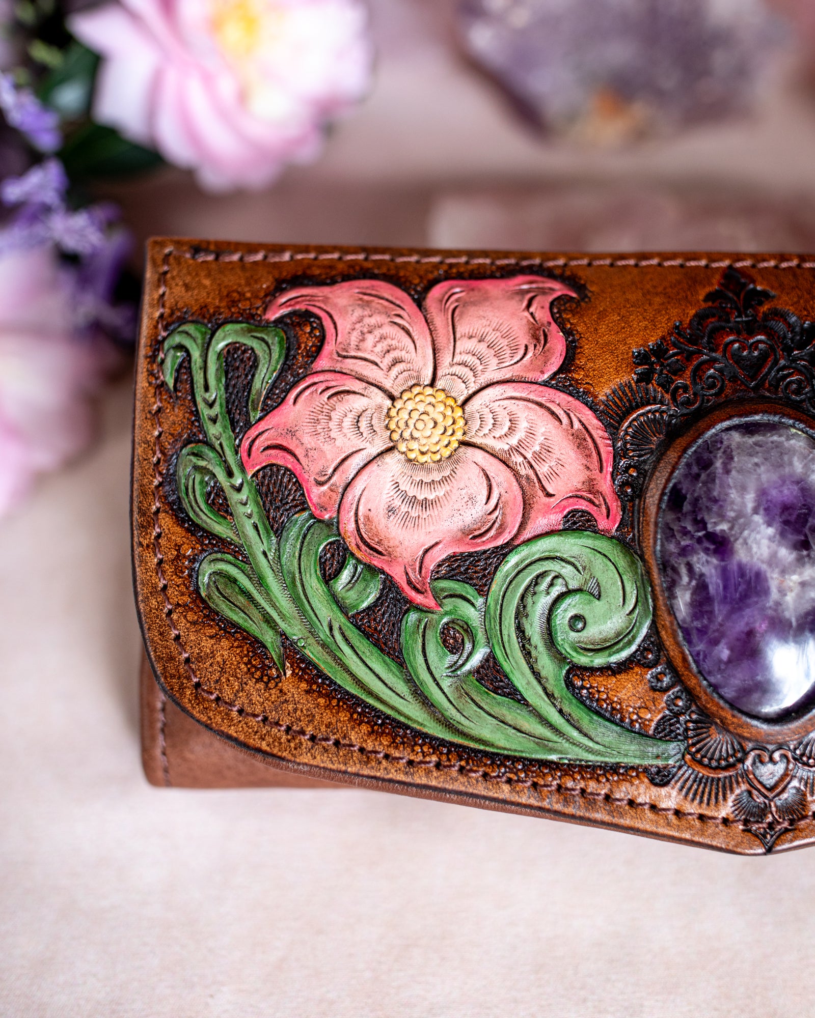 Flower Wallet with Amethyst