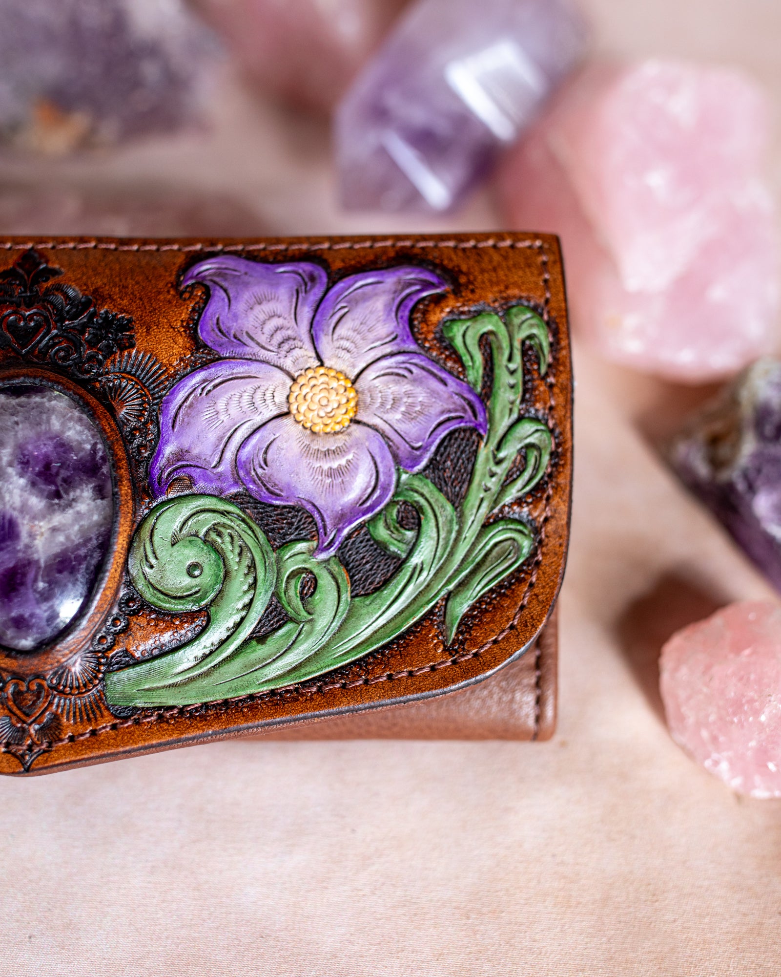 Flower Wallet with Amethyst