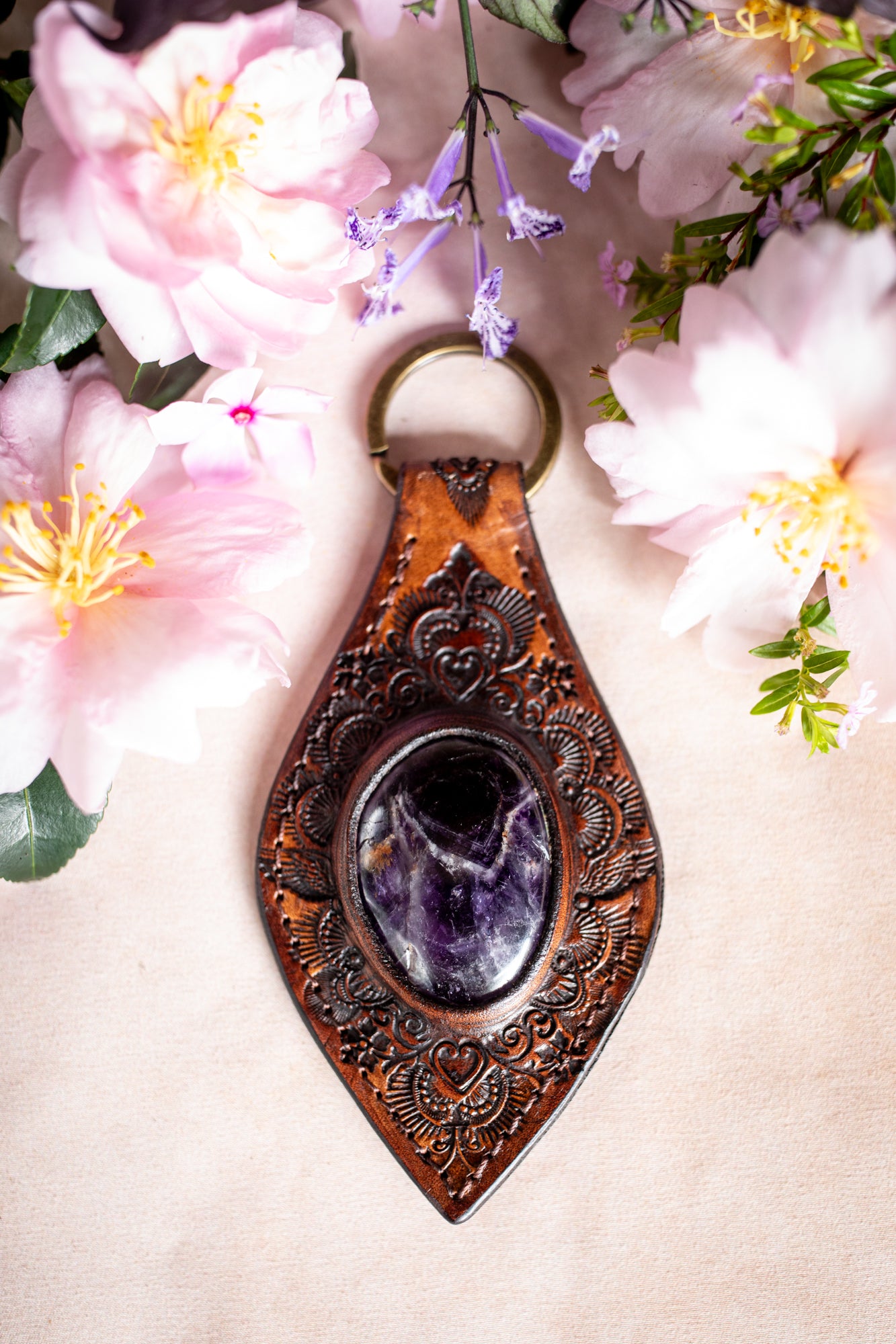 Mandala Key Ring with Amethyst