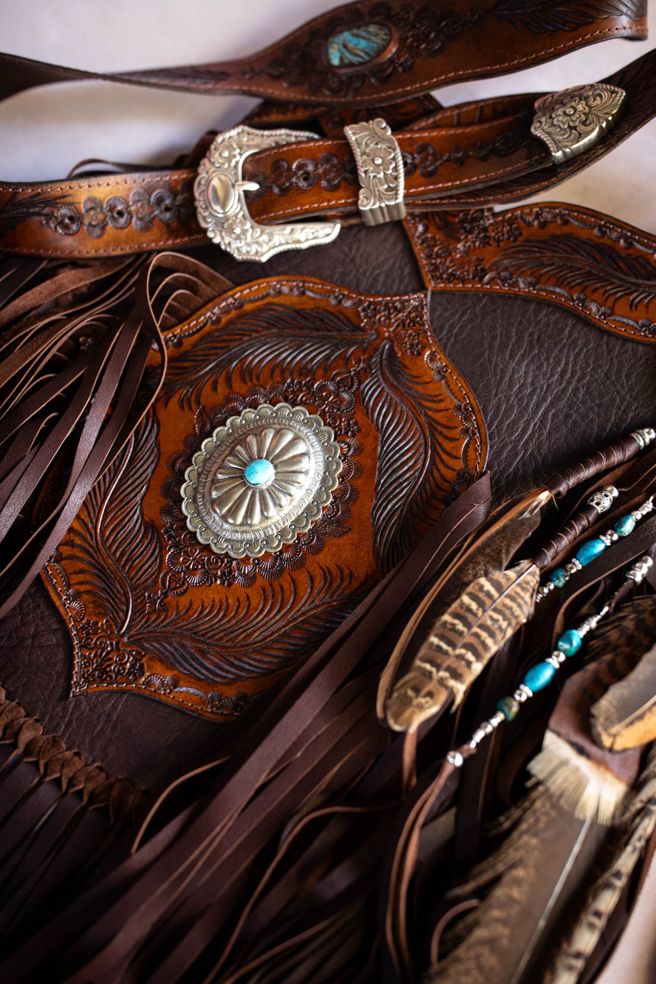 Apache Tasselled Bag with Navajo Concho