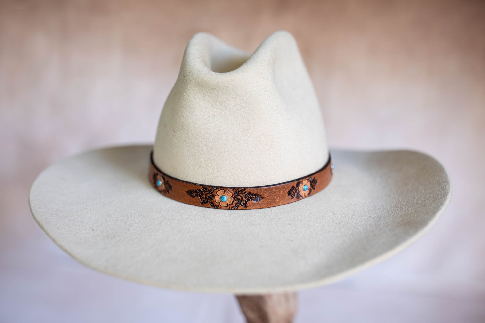 Flower Hat Band with Turquoise Studs