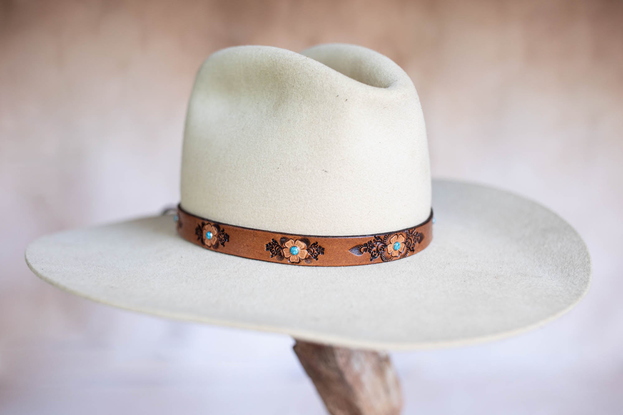 Flower Hat Band with Turquoise Studs