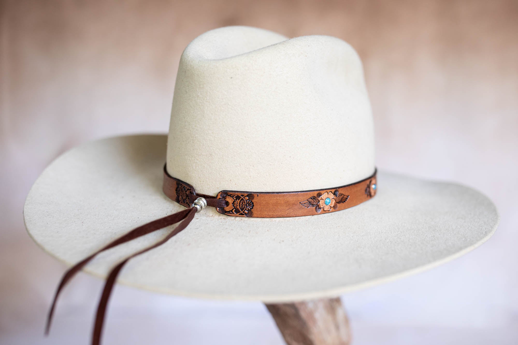 Flower Hat Band with Turquoise Studs