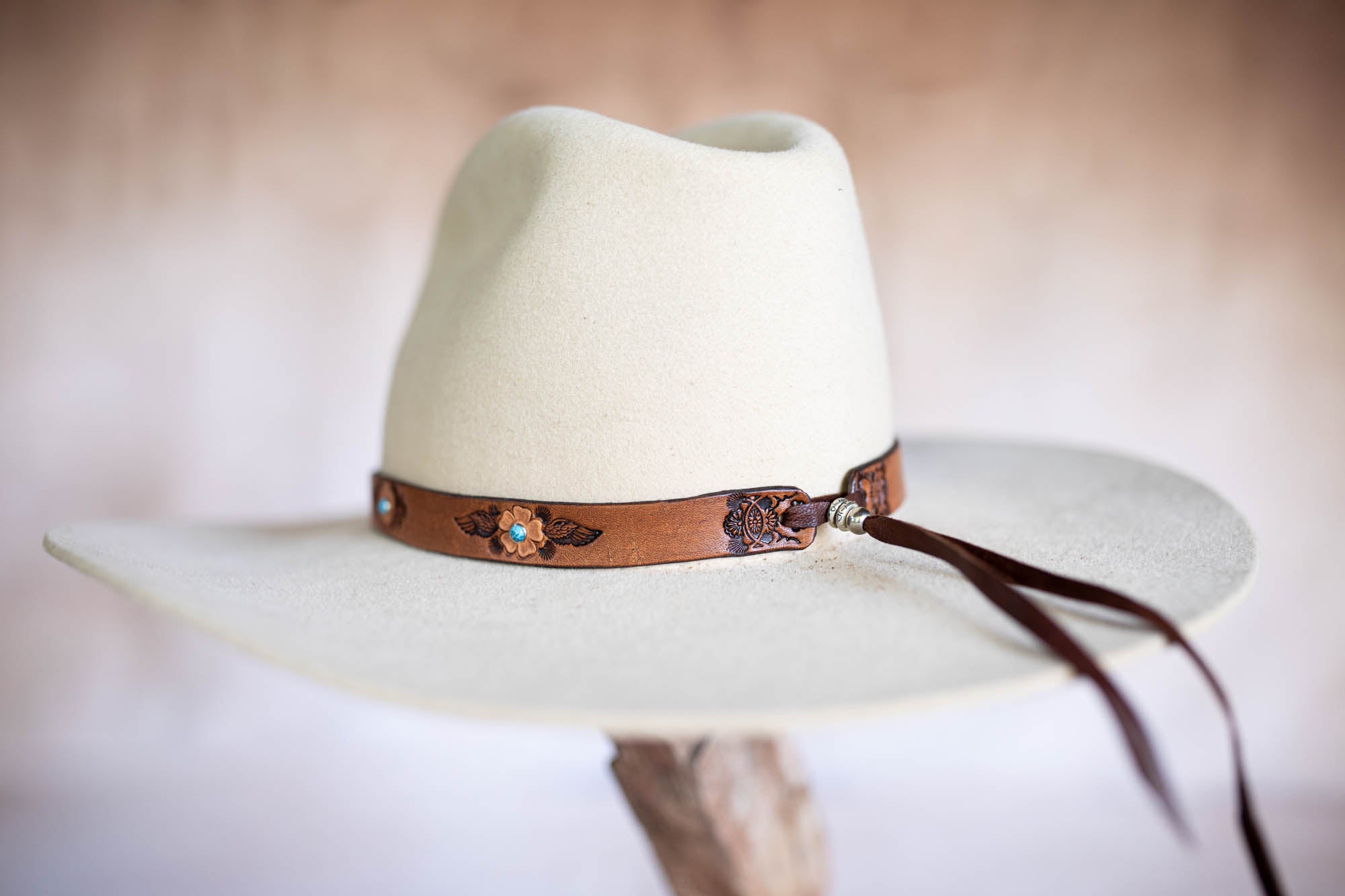 Flower Hat Band with Turquoise Studs