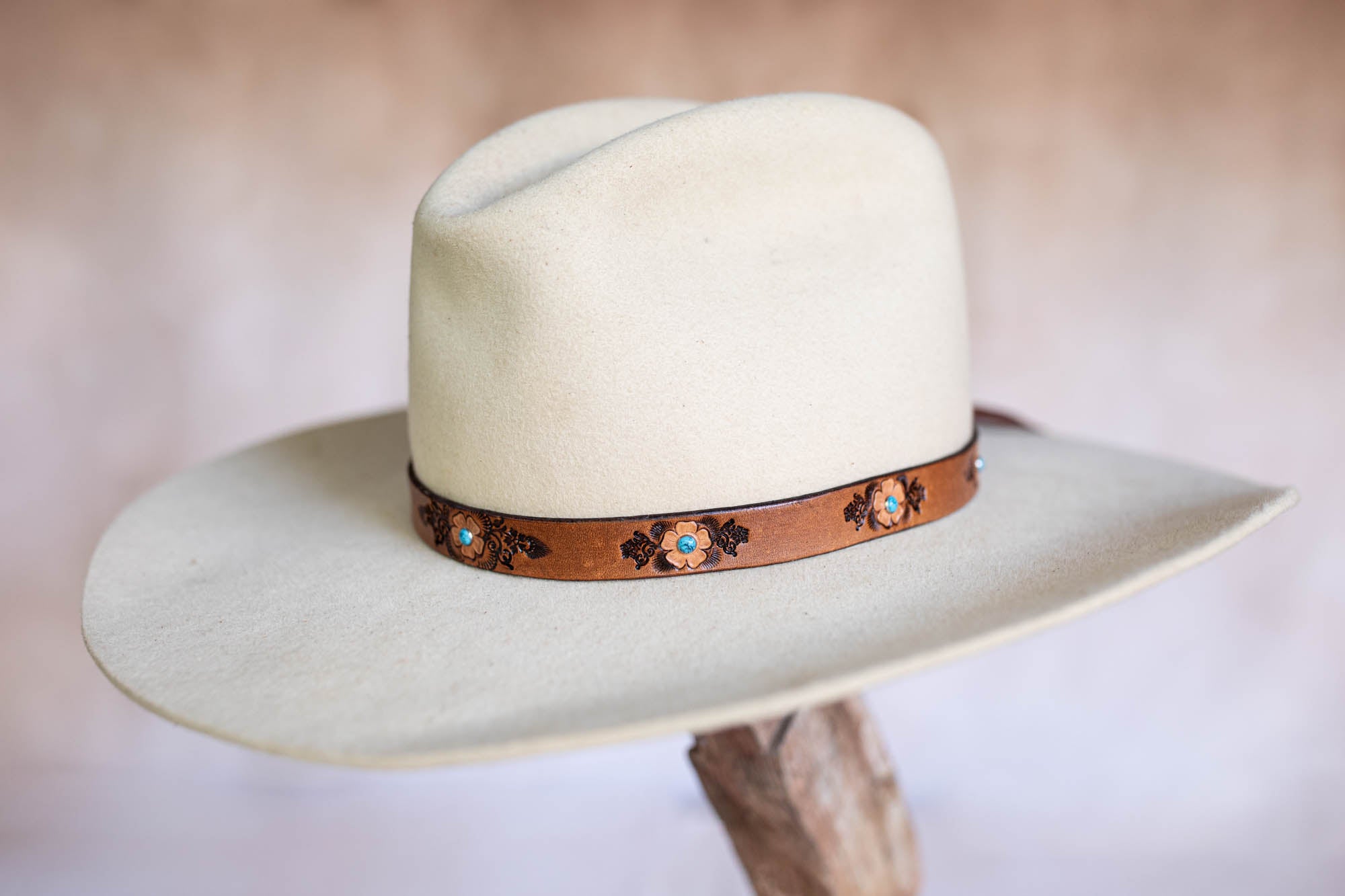 Flower Hat Band with Turquoise Studs