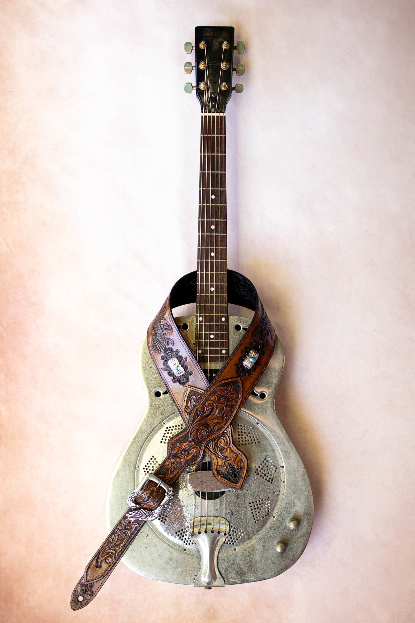 Rebel Eagle Guitar Strap with Navajo Conchos