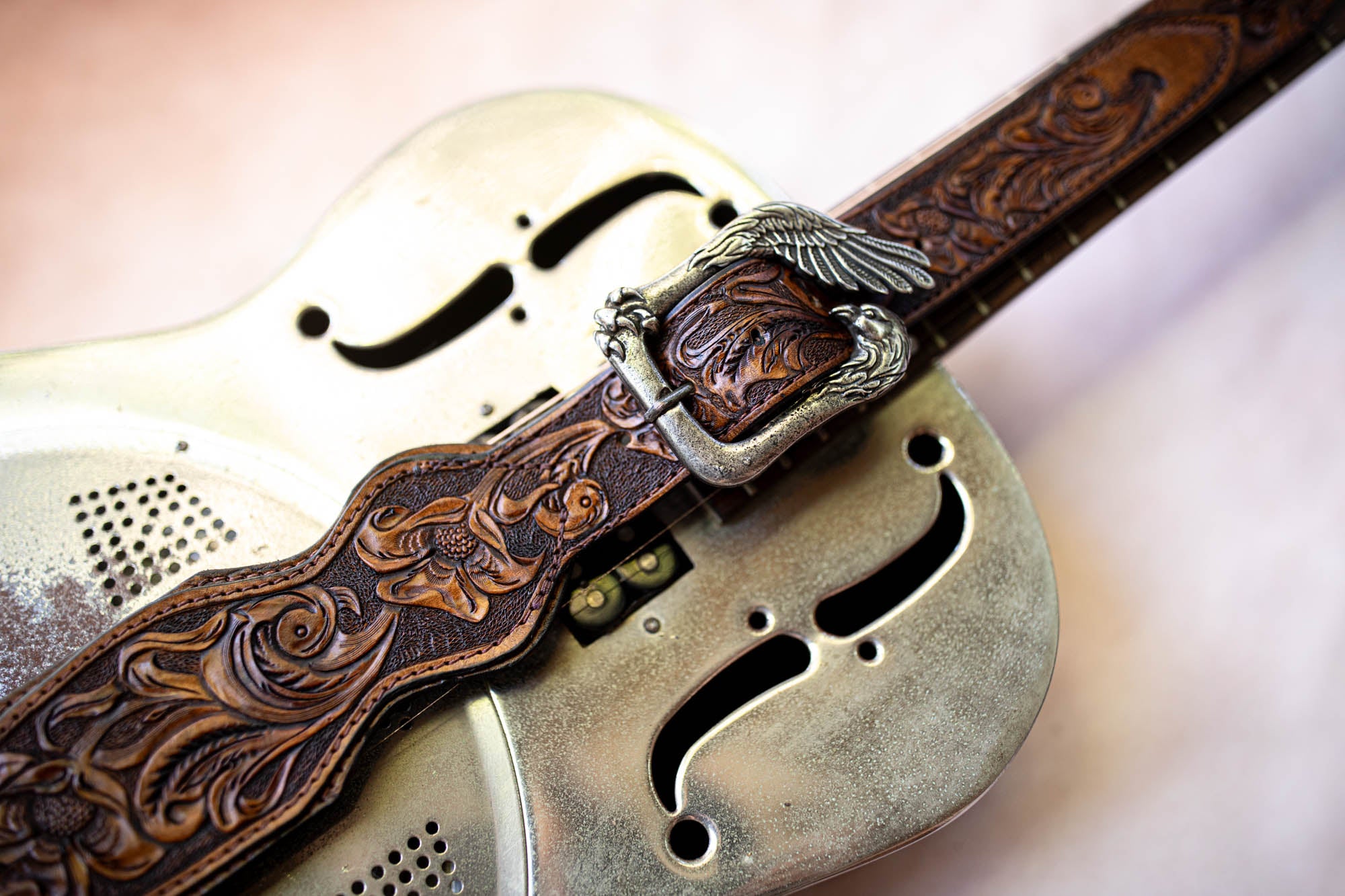 Rebel Eagle Guitar Strap with Navajo Conchos
