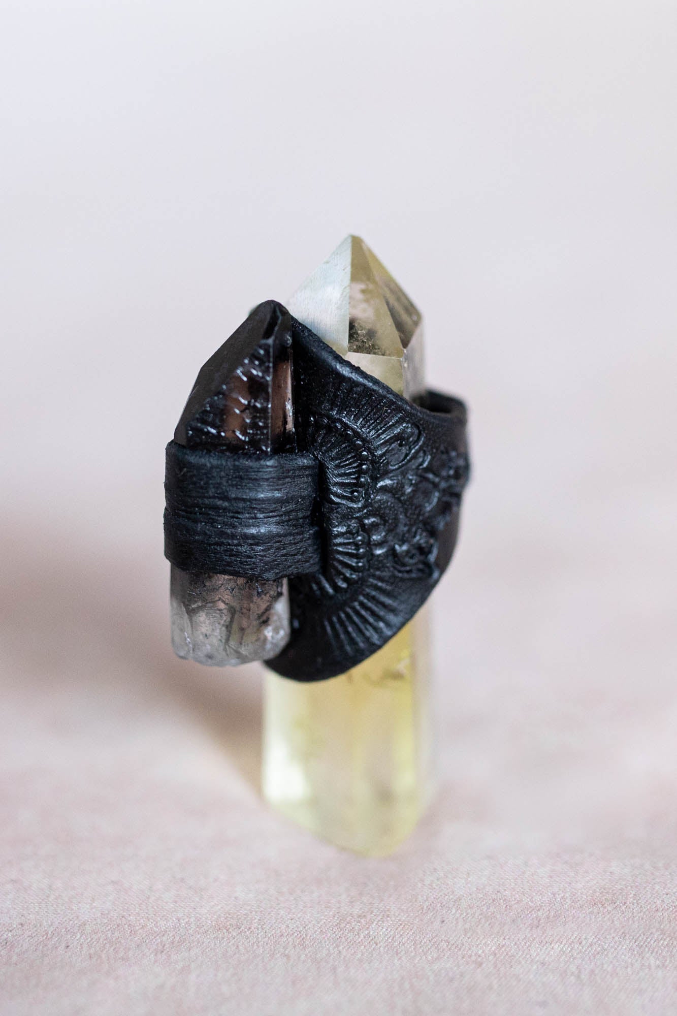 Black Magic Druid Ring with Smoky Quartz