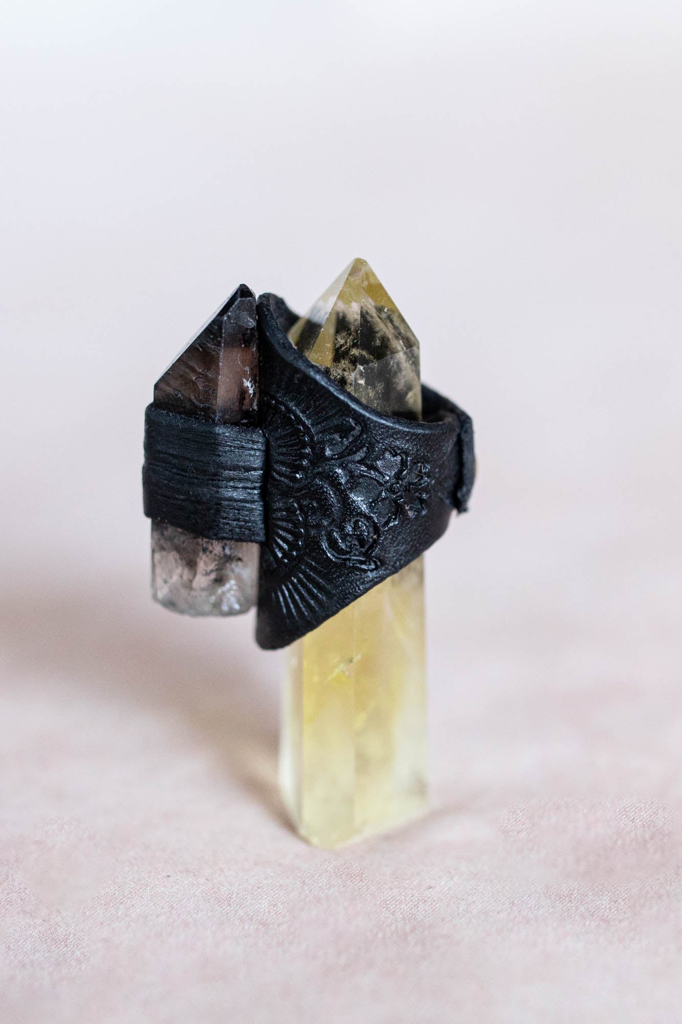 Black Magic Druid Ring with Smoky Quartz