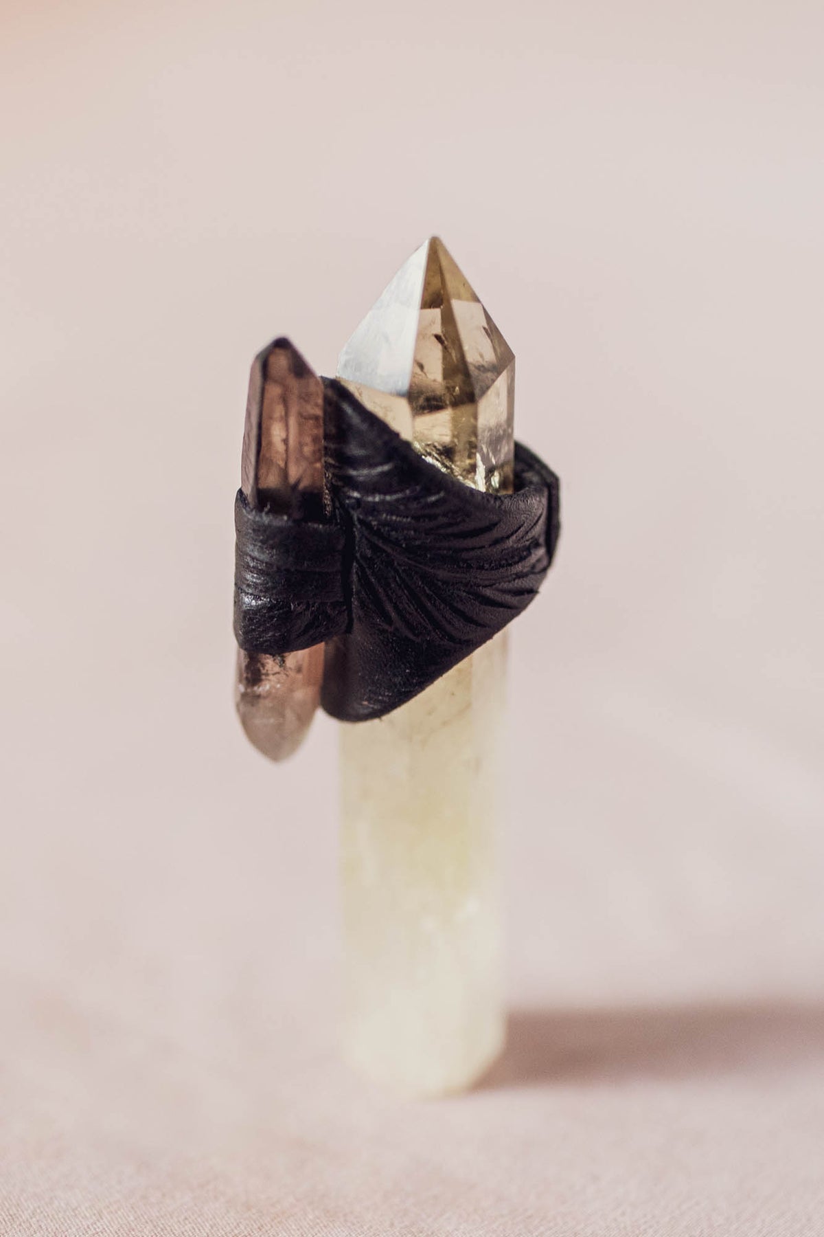 Black Magic Druid Ring with Smoky Quartz