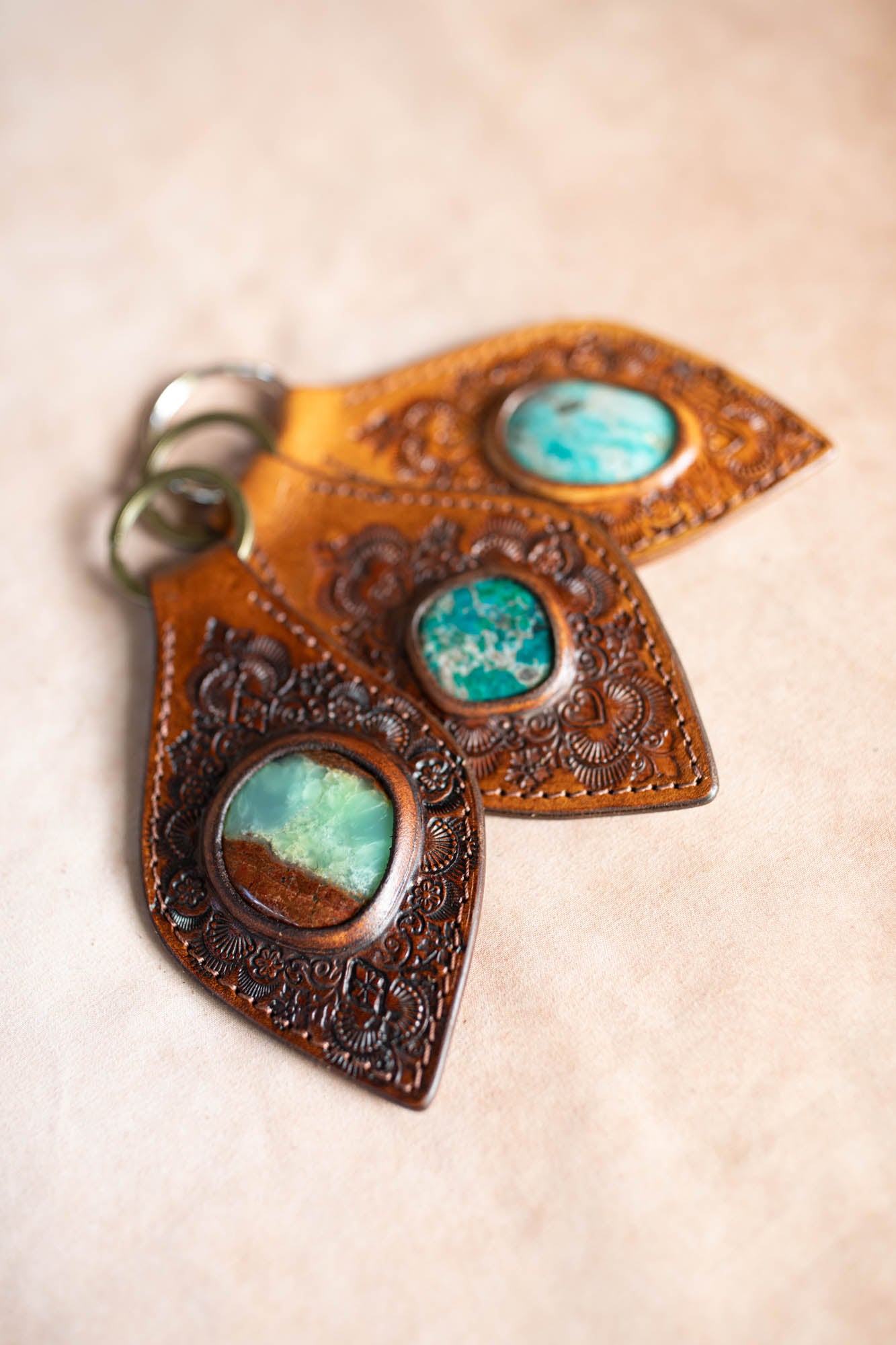Mandala Key Ring with Chrysocolla