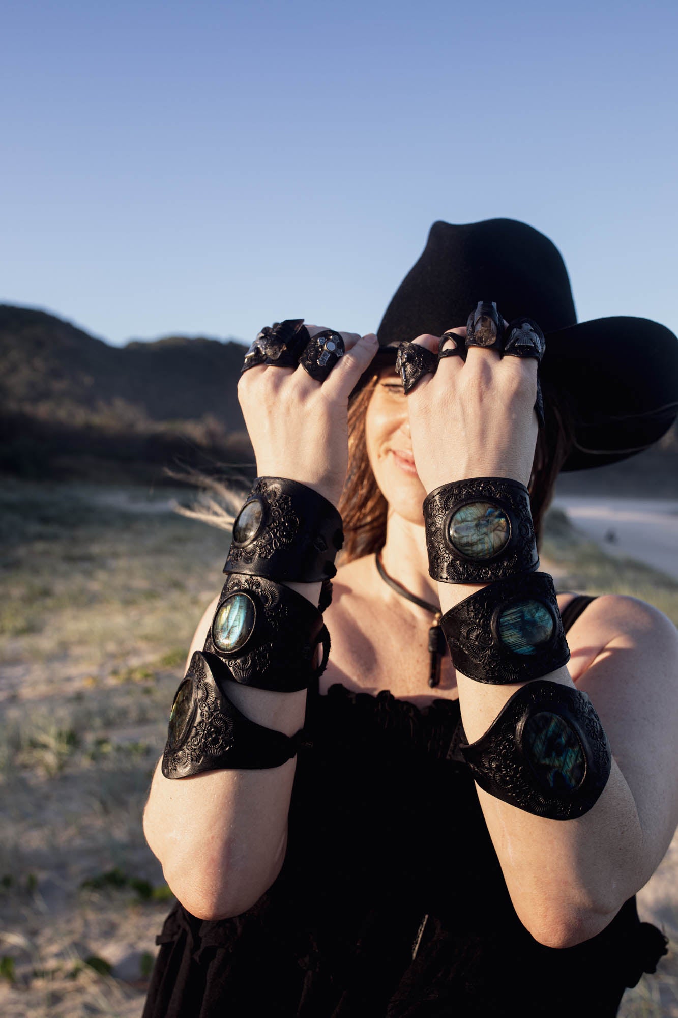 Black Magic Cuff with Labradorite
