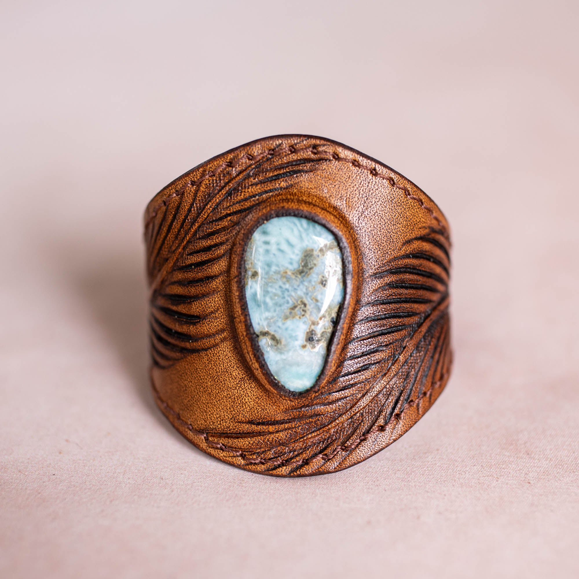 Eagle Feather Cuff with Larimar