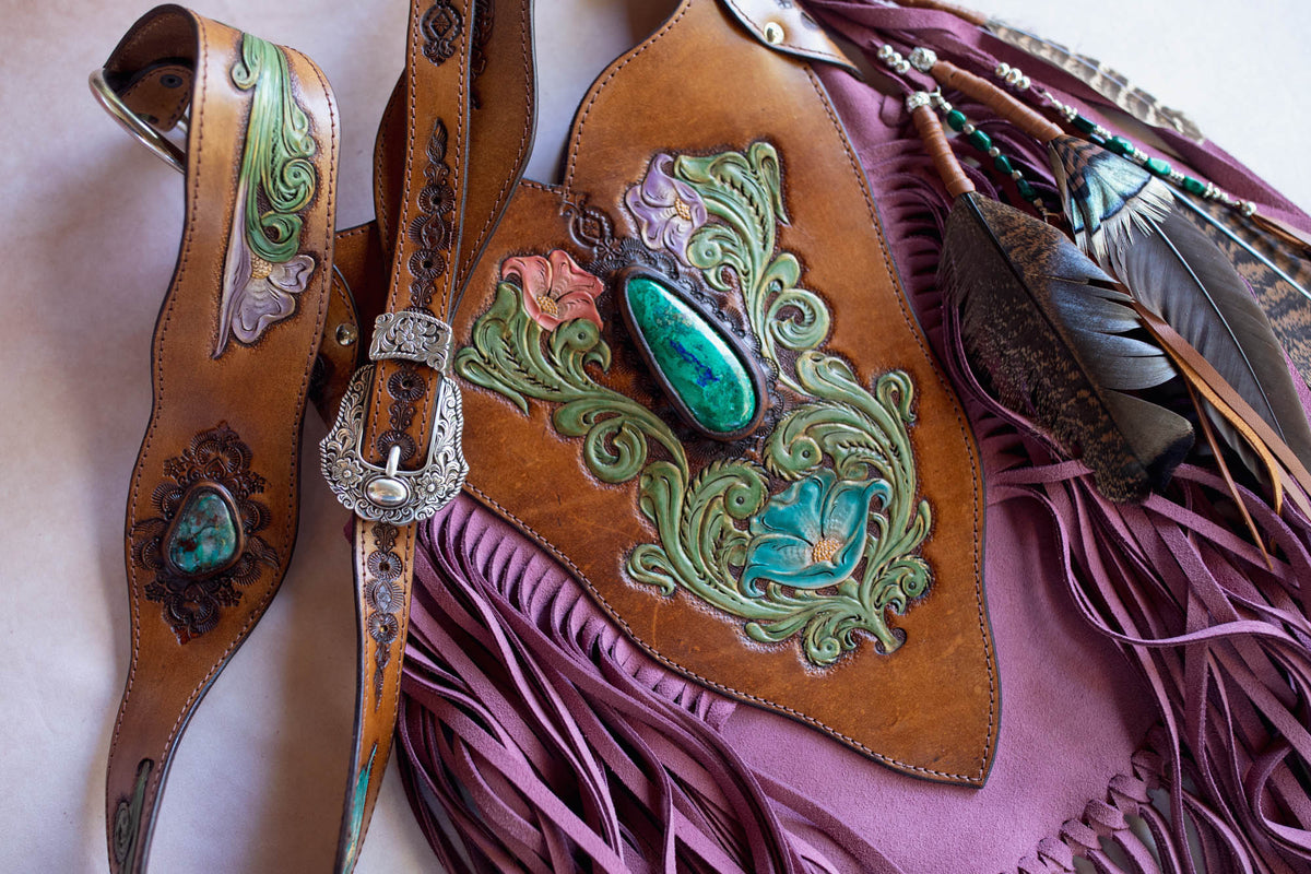 Secret Garden Lilly Tasselled Bag with Malachite Azurite