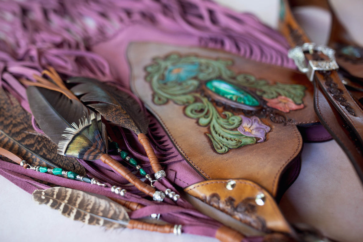 Secret Garden Lilly Tasselled Bag with Malachite Azurite