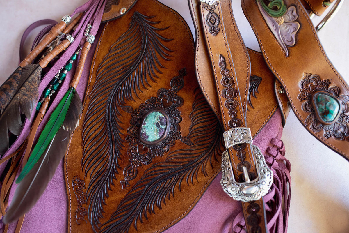 Secret Garden Lilly Tasselled Bag with Malachite Azurite