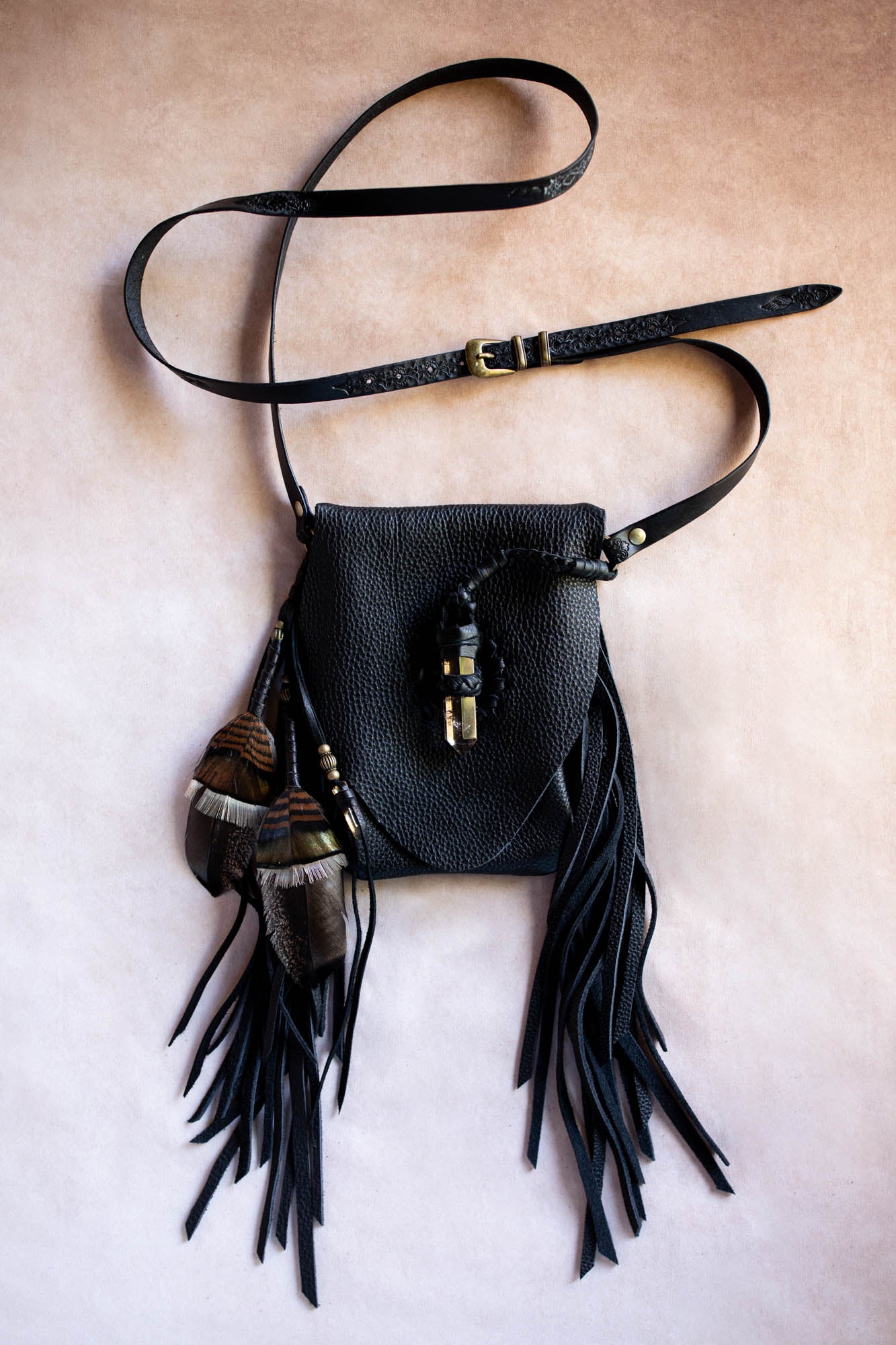 Black Magic Nomad Phone Pouch with Smoky Quartz