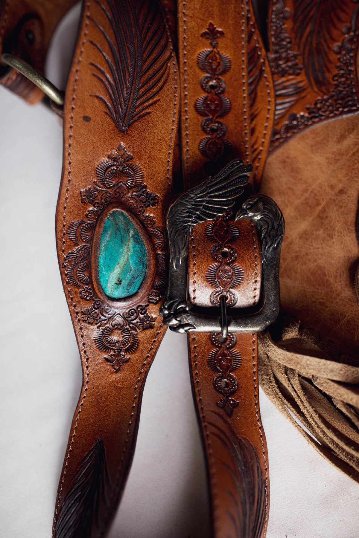 Petite Apache Tasseled Bag with Turquoise