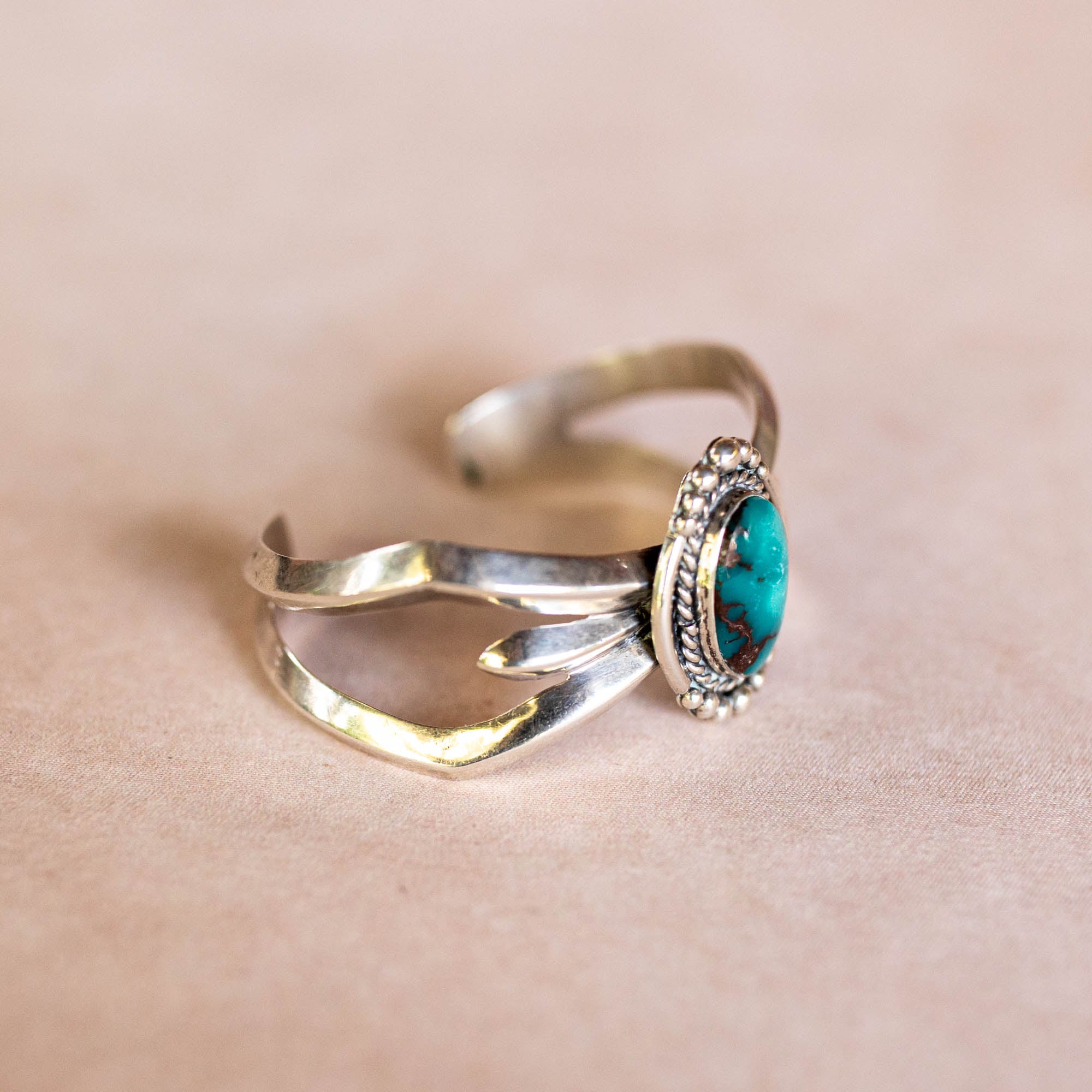 Vintage Silver Navajo Cuff with High Grade Turquoise