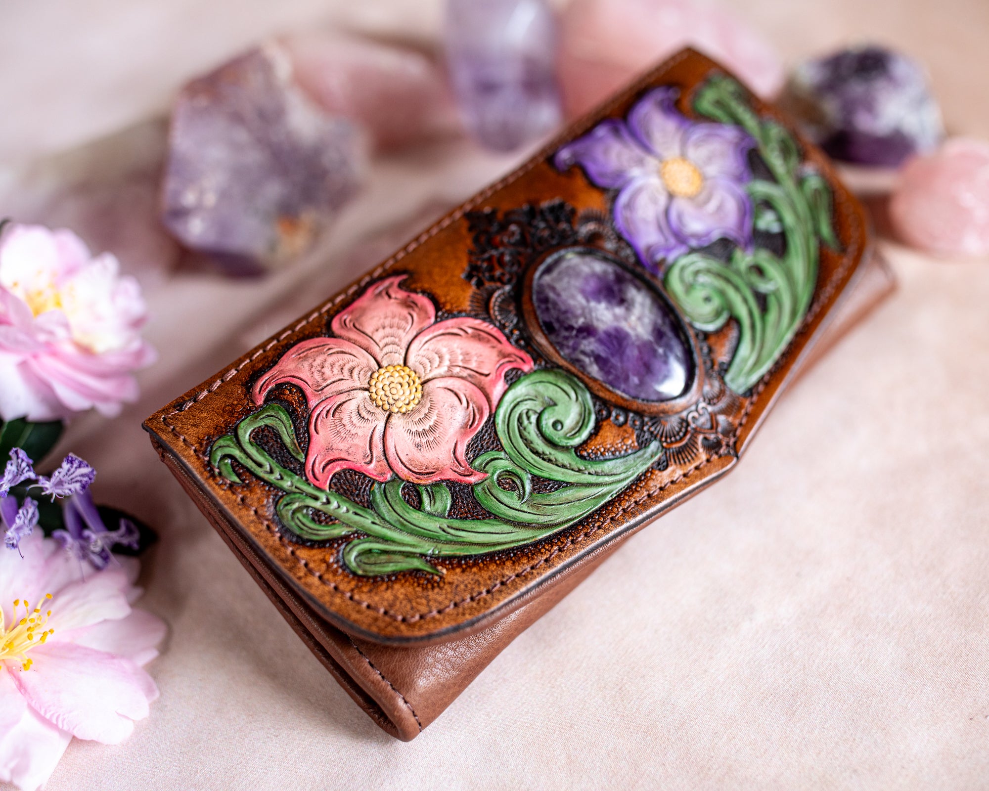 Flower Wallet with Amethyst