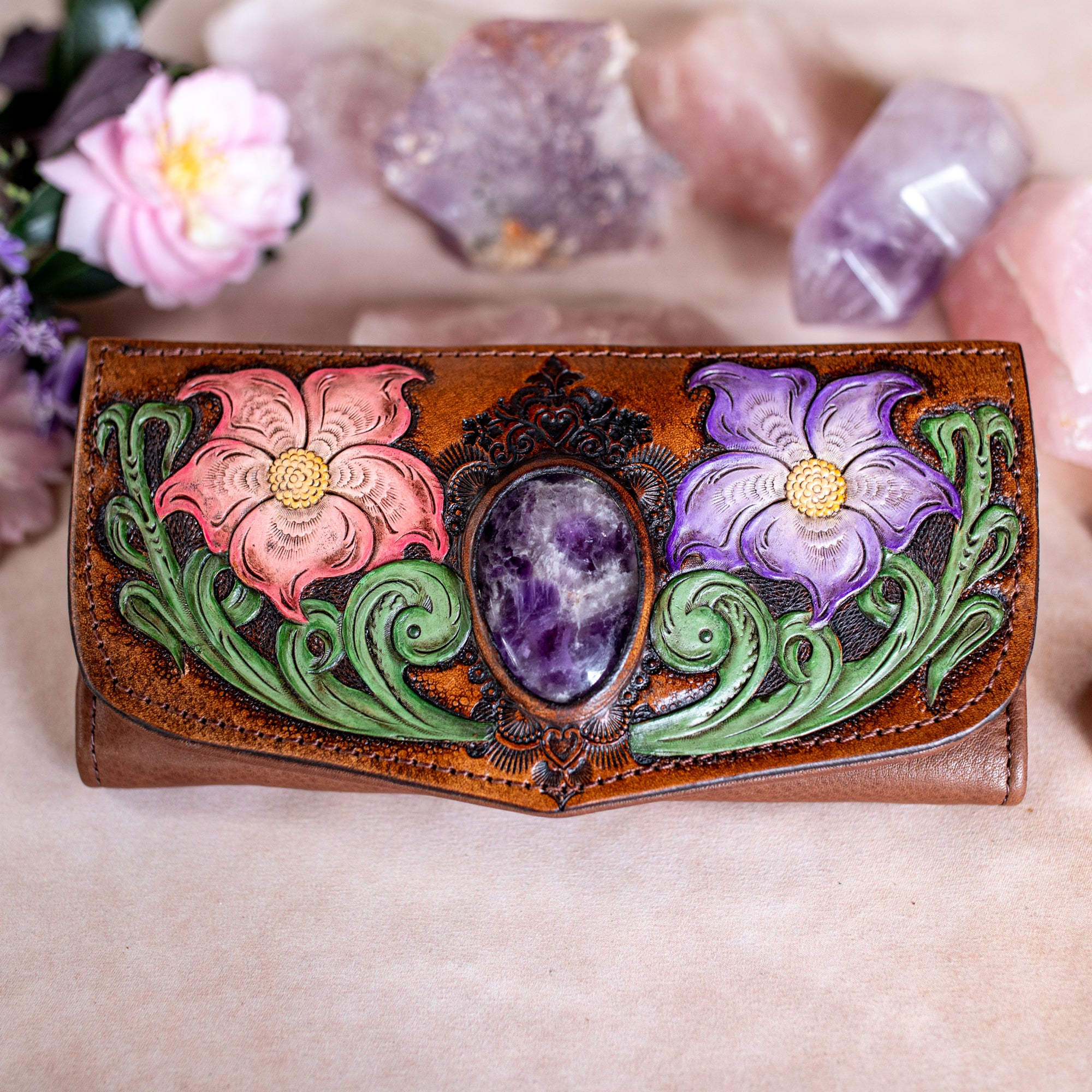 Flower Wallet with Amethyst