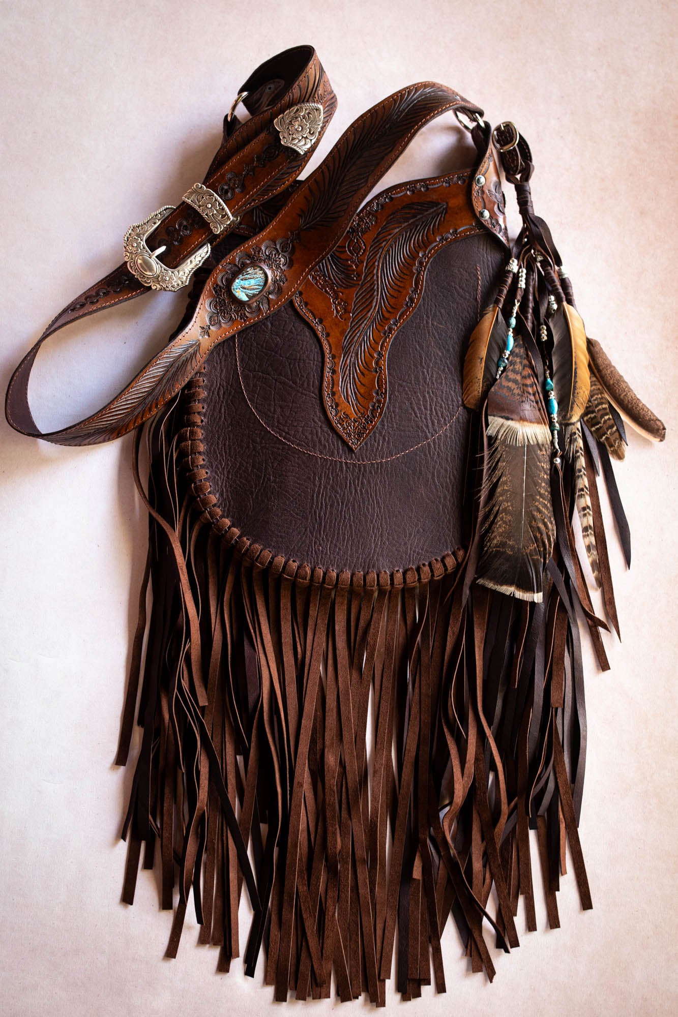 Apache Tasselled Bag with Navajo Concho