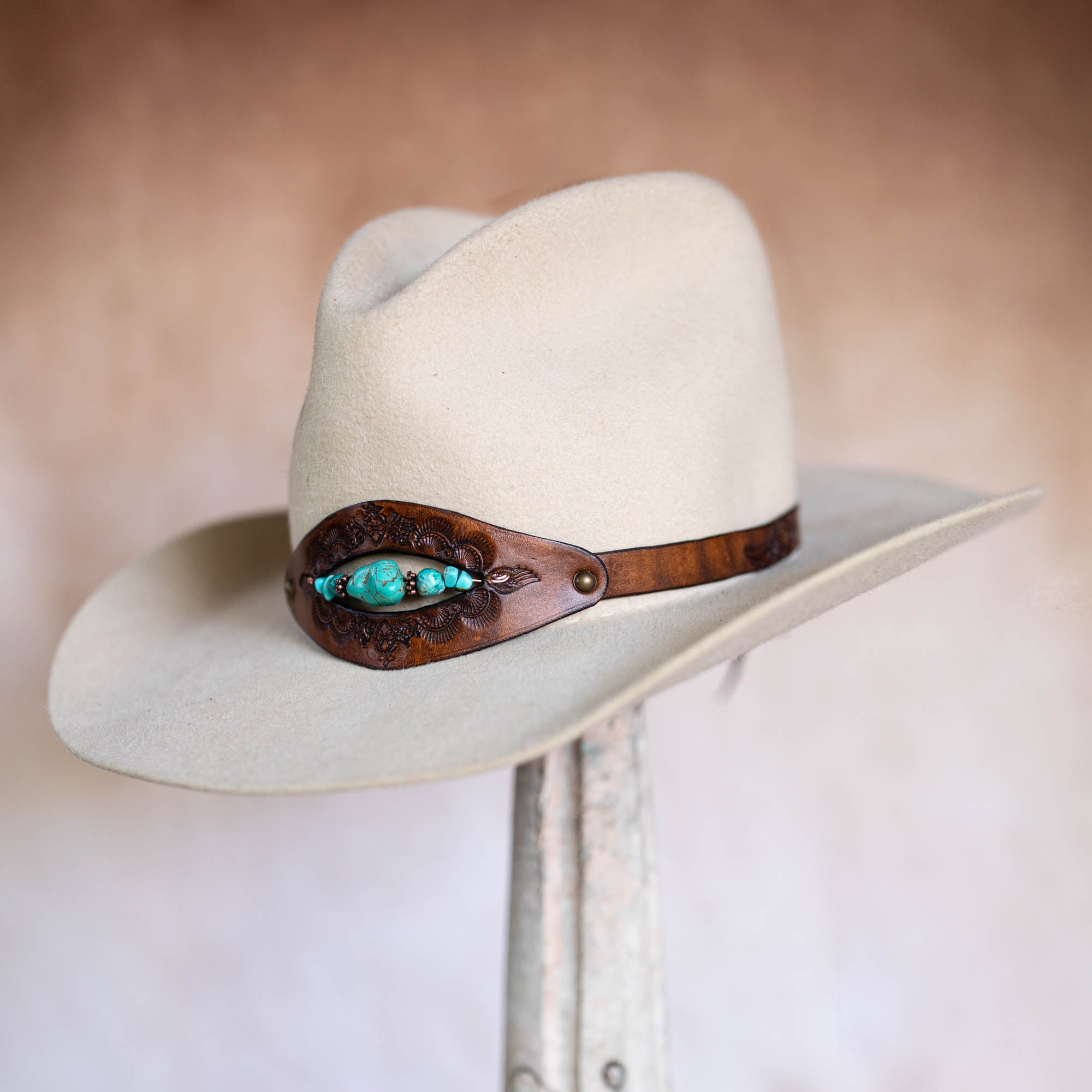 Beaded Crown Hat Band with Turquoise