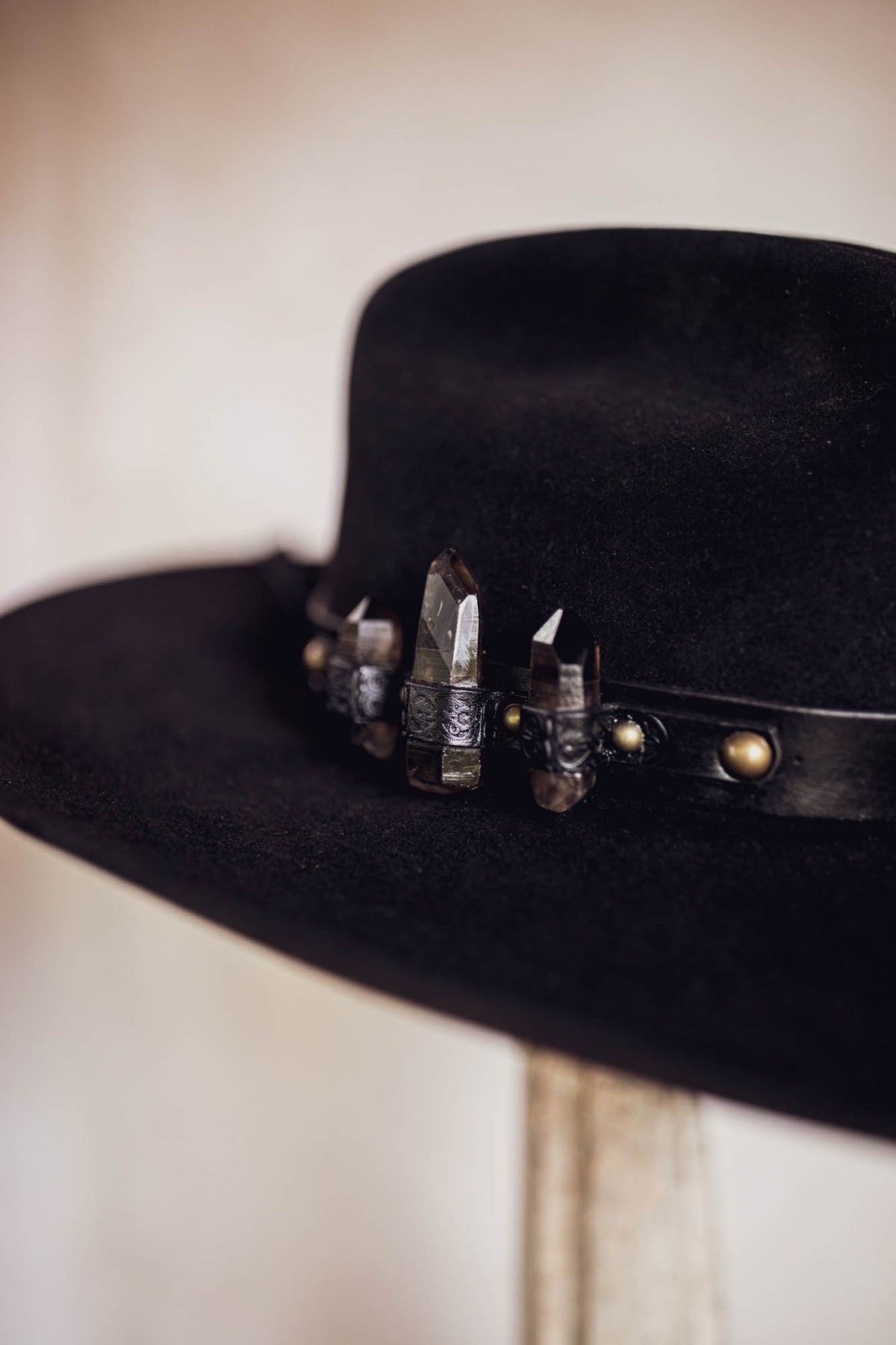 Black Magic Hat Band with Smoky Quartz