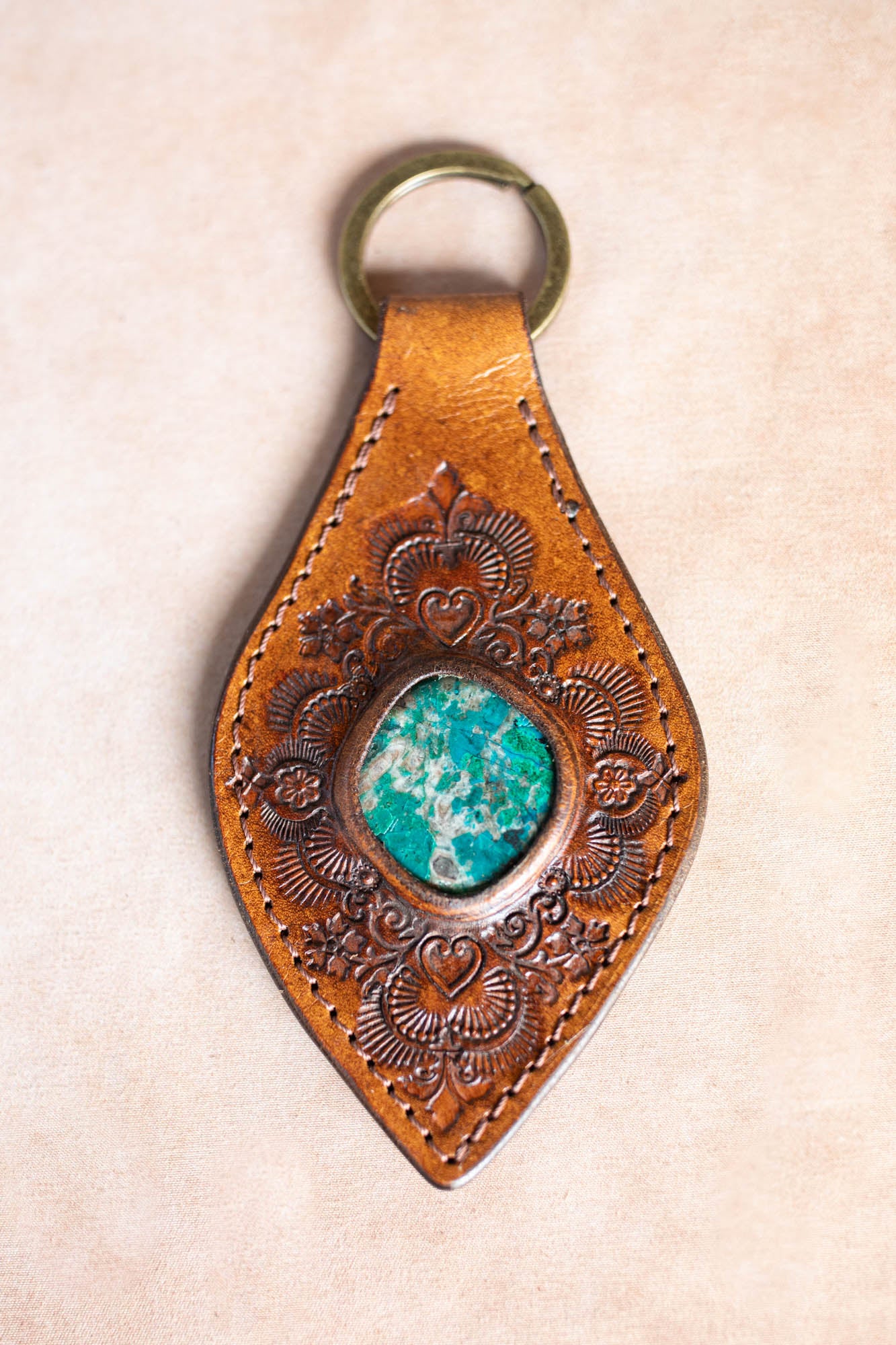 Mandala Key Ring with Chrysocolla