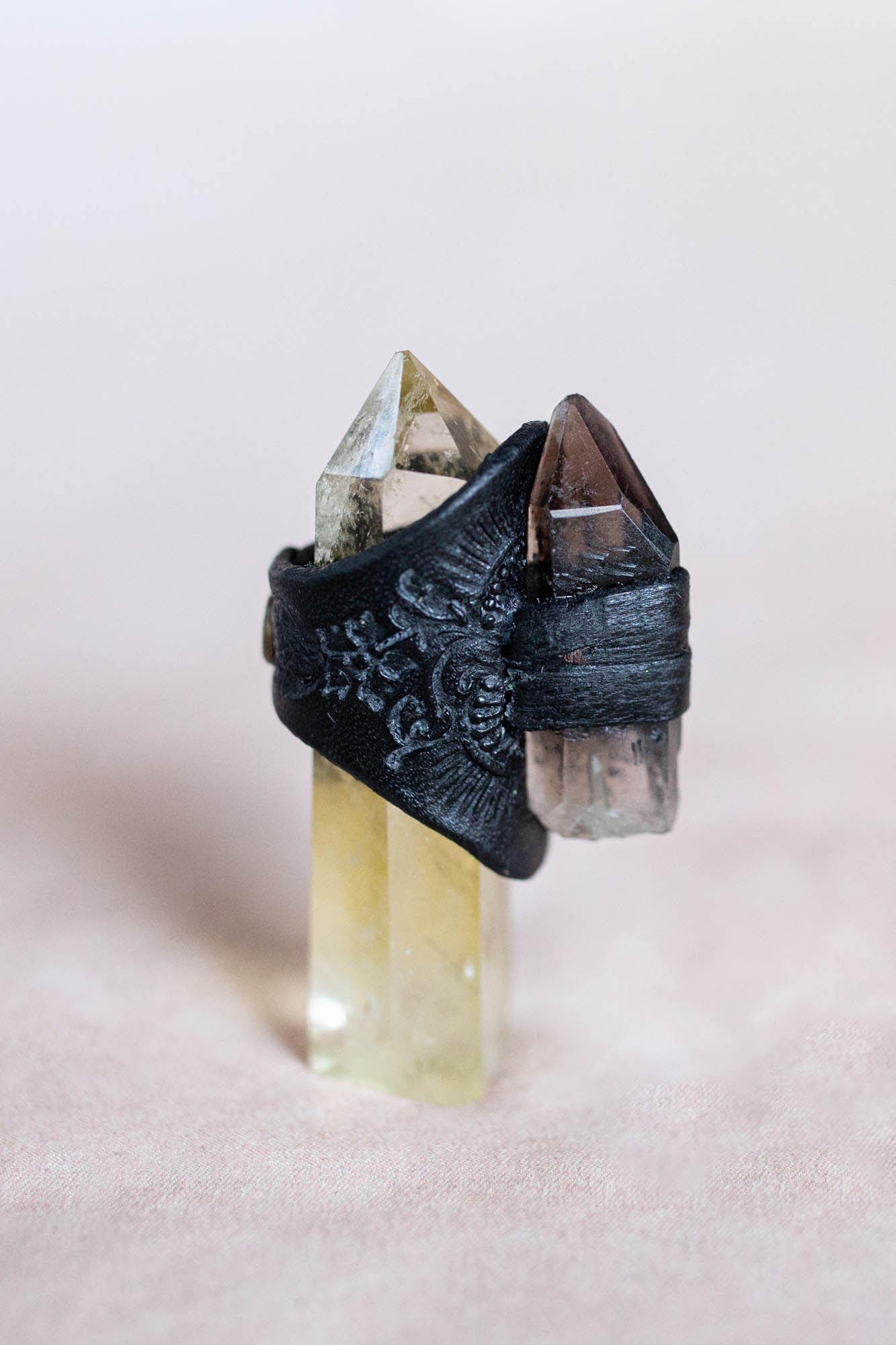 Black Magic Druid Ring with Smoky Quartz