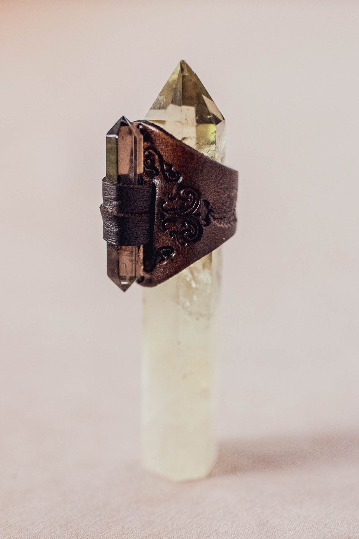 Druid Ring with Smoky Quartz Crystal