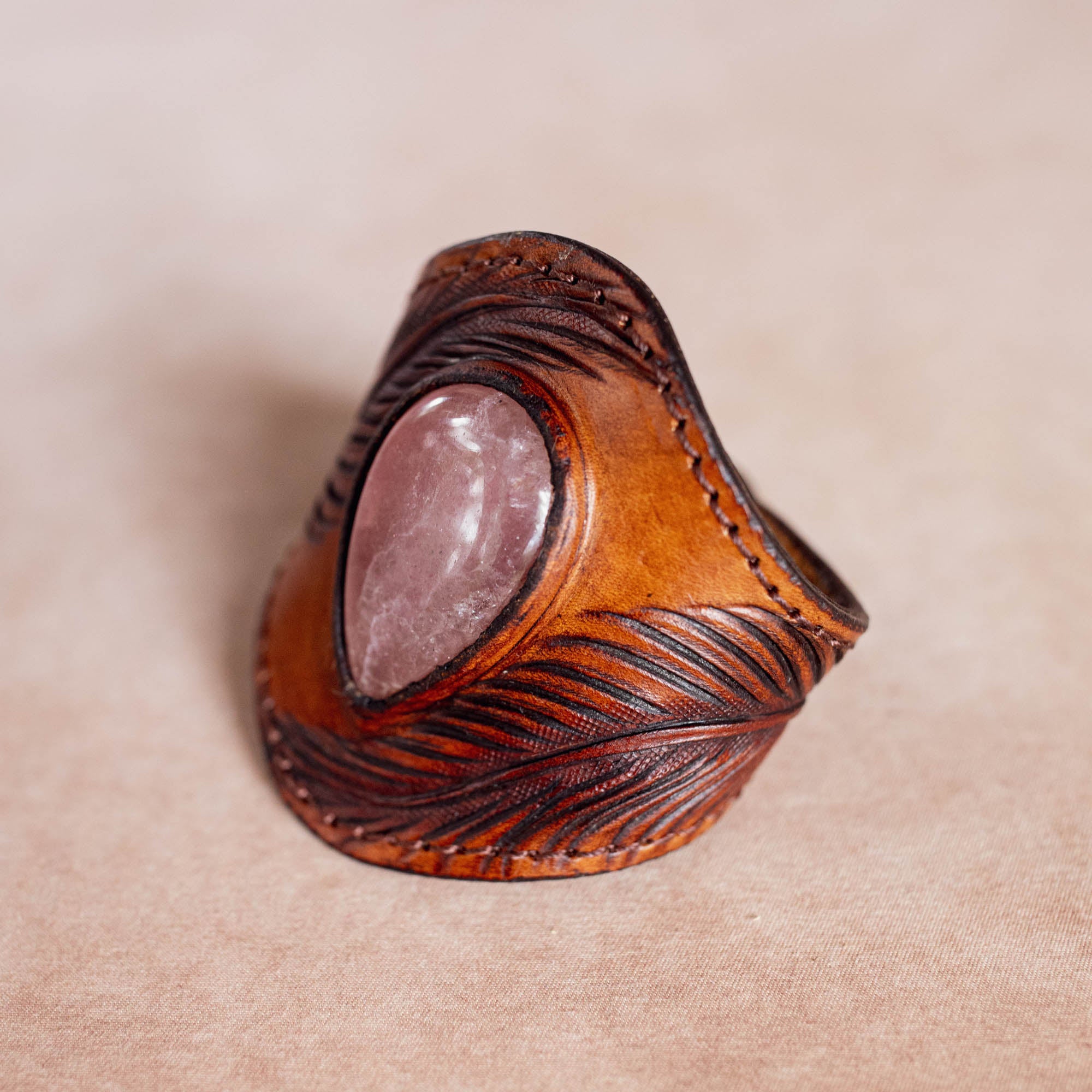 Eagle Feather Cuff with Rose Quartz - Buffalo Girl®