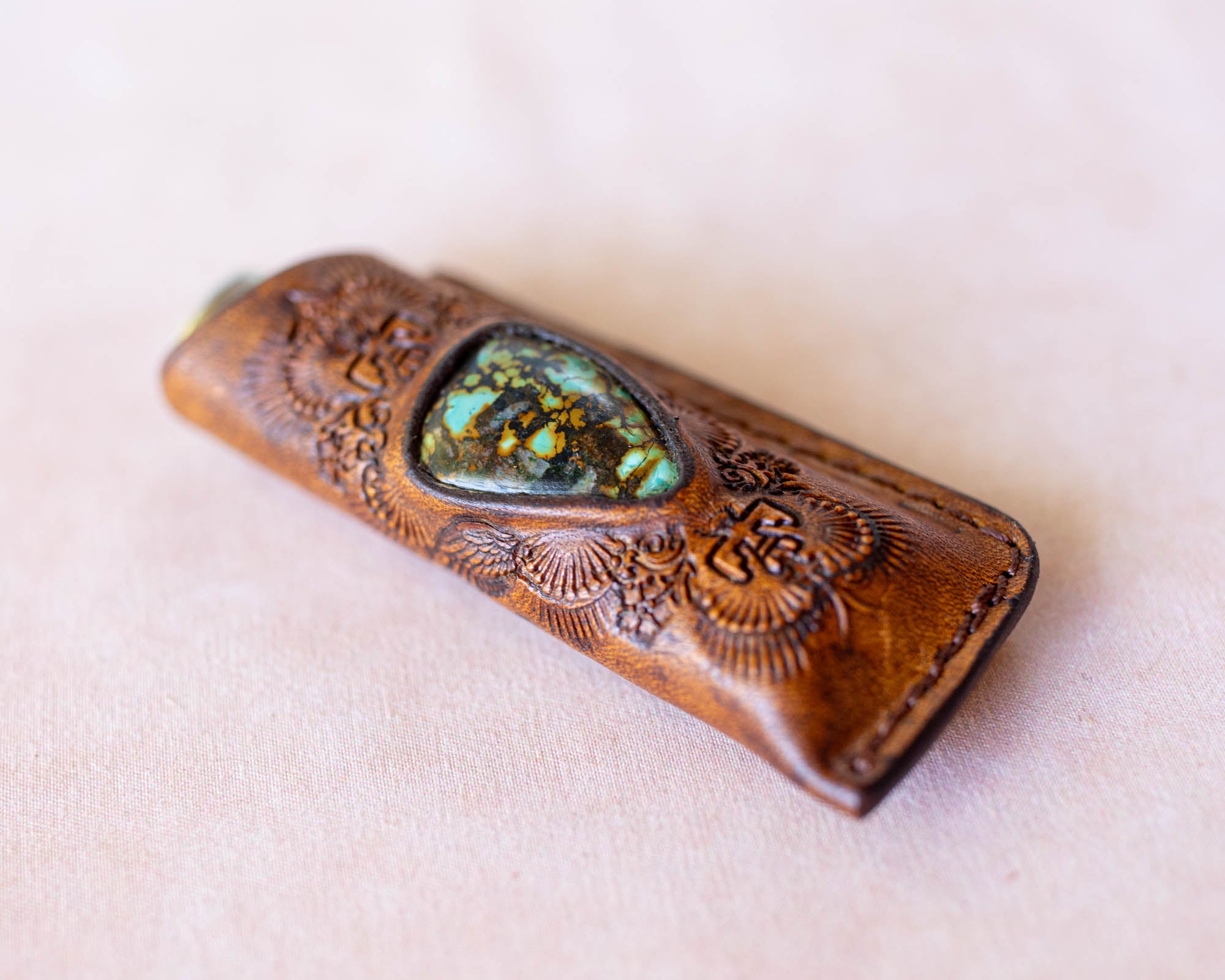 Woodstock Lighter Case with Turquoise