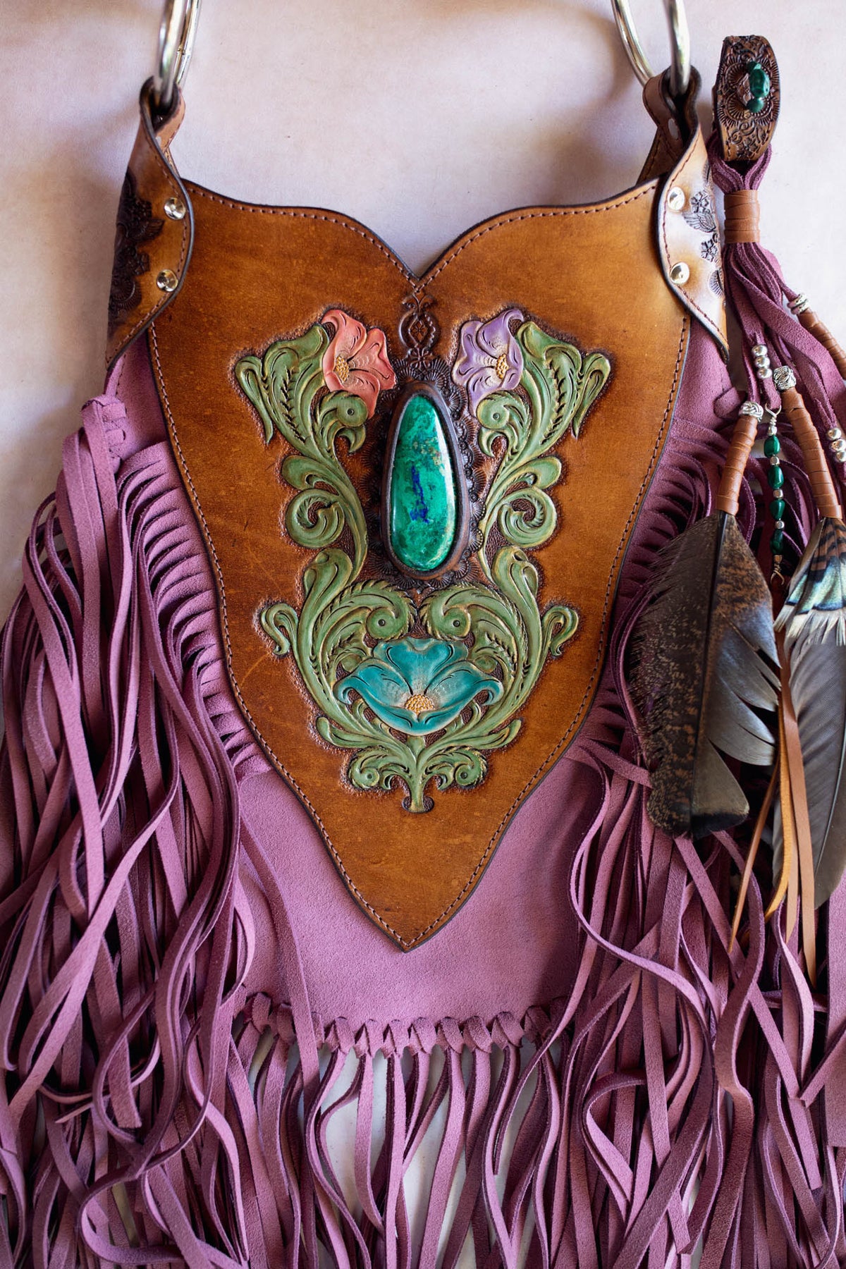 Secret Garden Lilly Tasselled Bag with Malachite Azurite