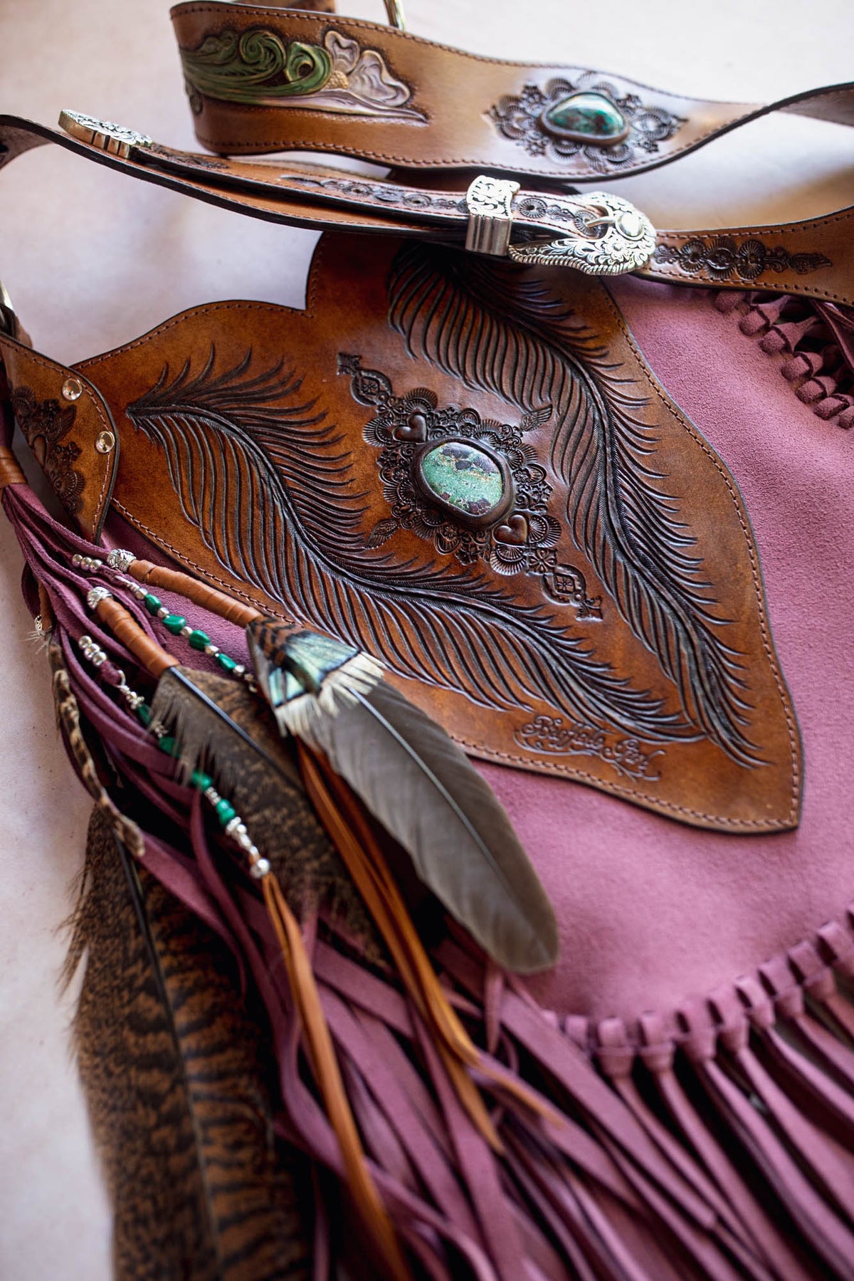 Secret Garden Lilly Tasselled Bag with Malachite Azurite