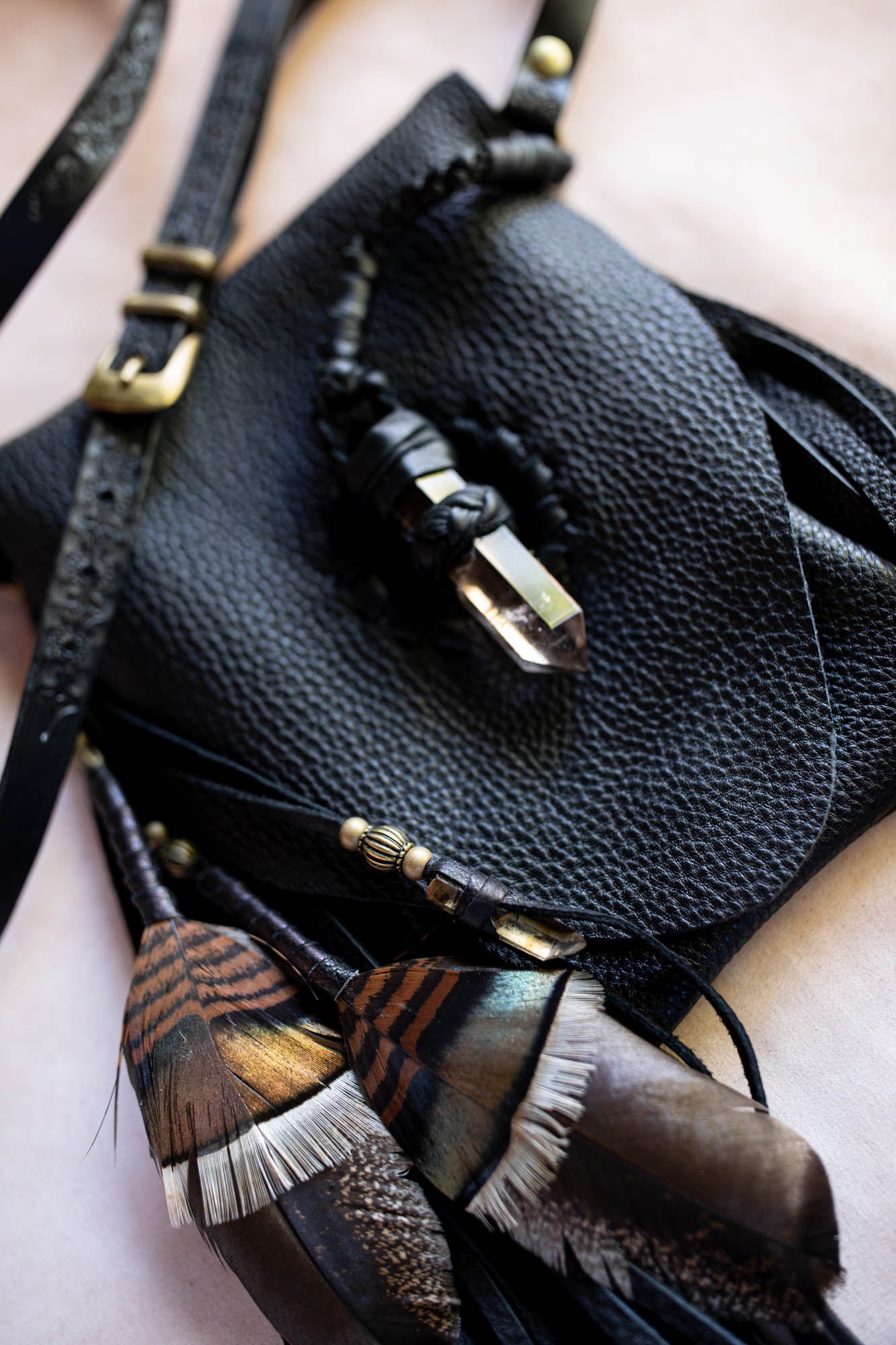 Black Magic Nomad Phone Pouch with Smoky Quartz