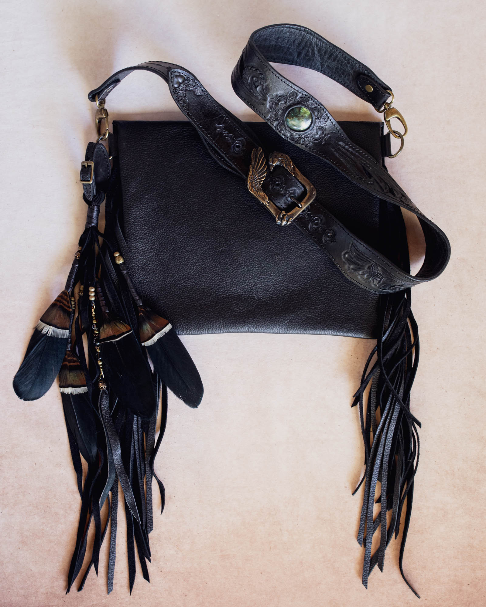 Black Magic Pegasus Gypsy Wanderer Bag with Labradorite