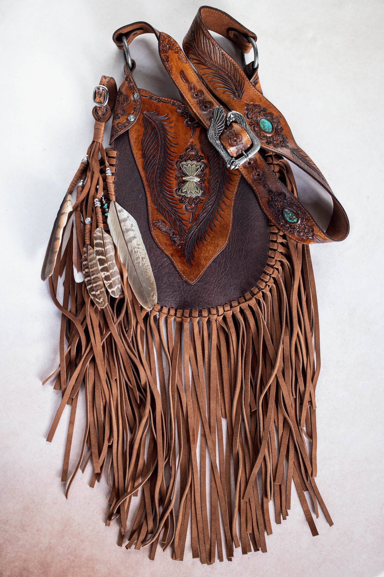 Petite Rebel Eagle Tasseled Bag with Turquoise