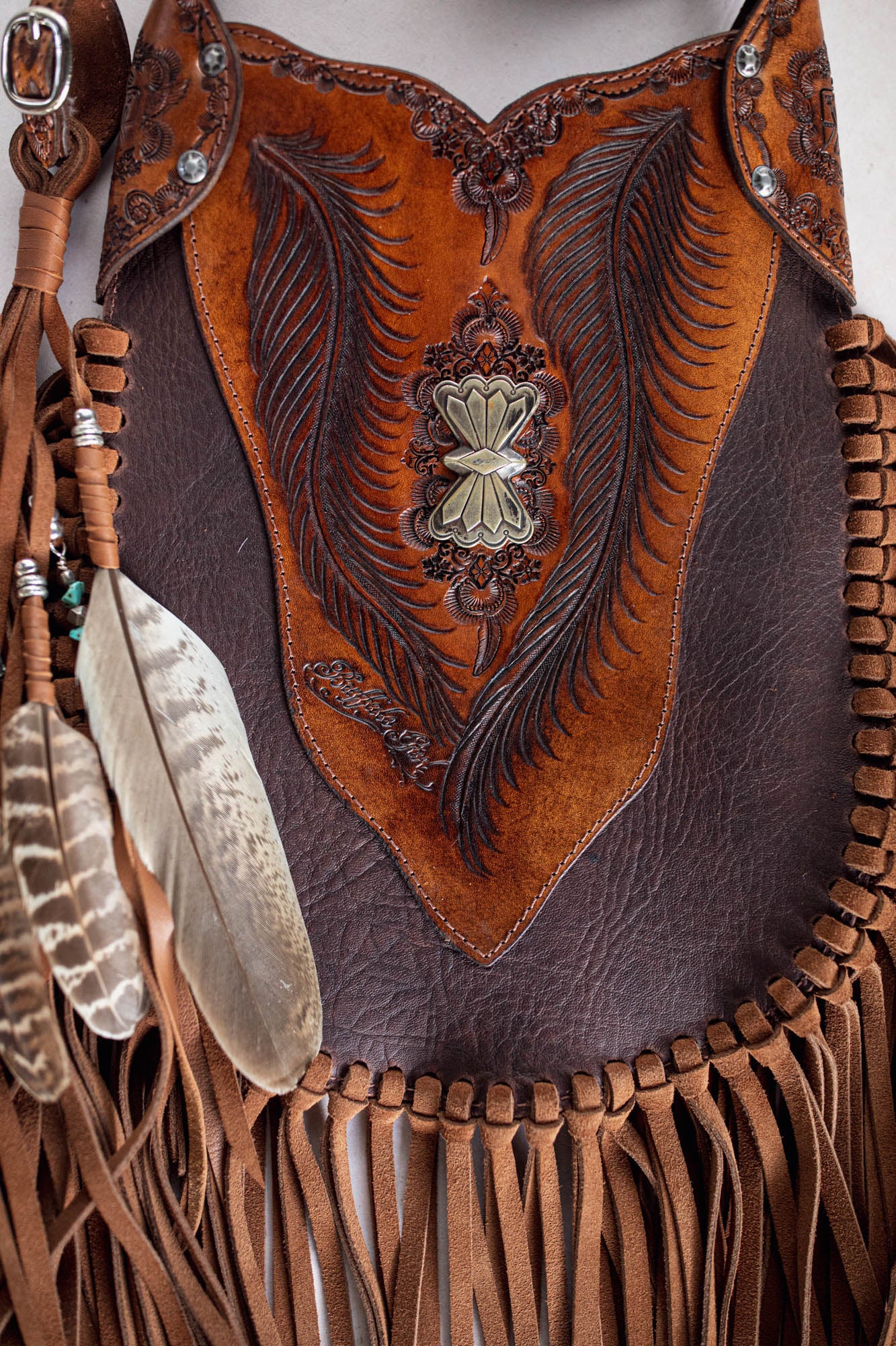 Petite Rebel Eagle Tasseled Bag with Turquoise