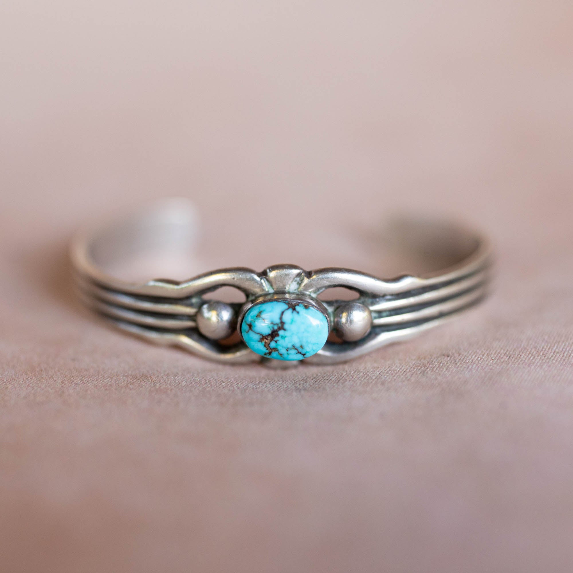 Vintage Silver Navajo Cuff with Kingman Turquoise