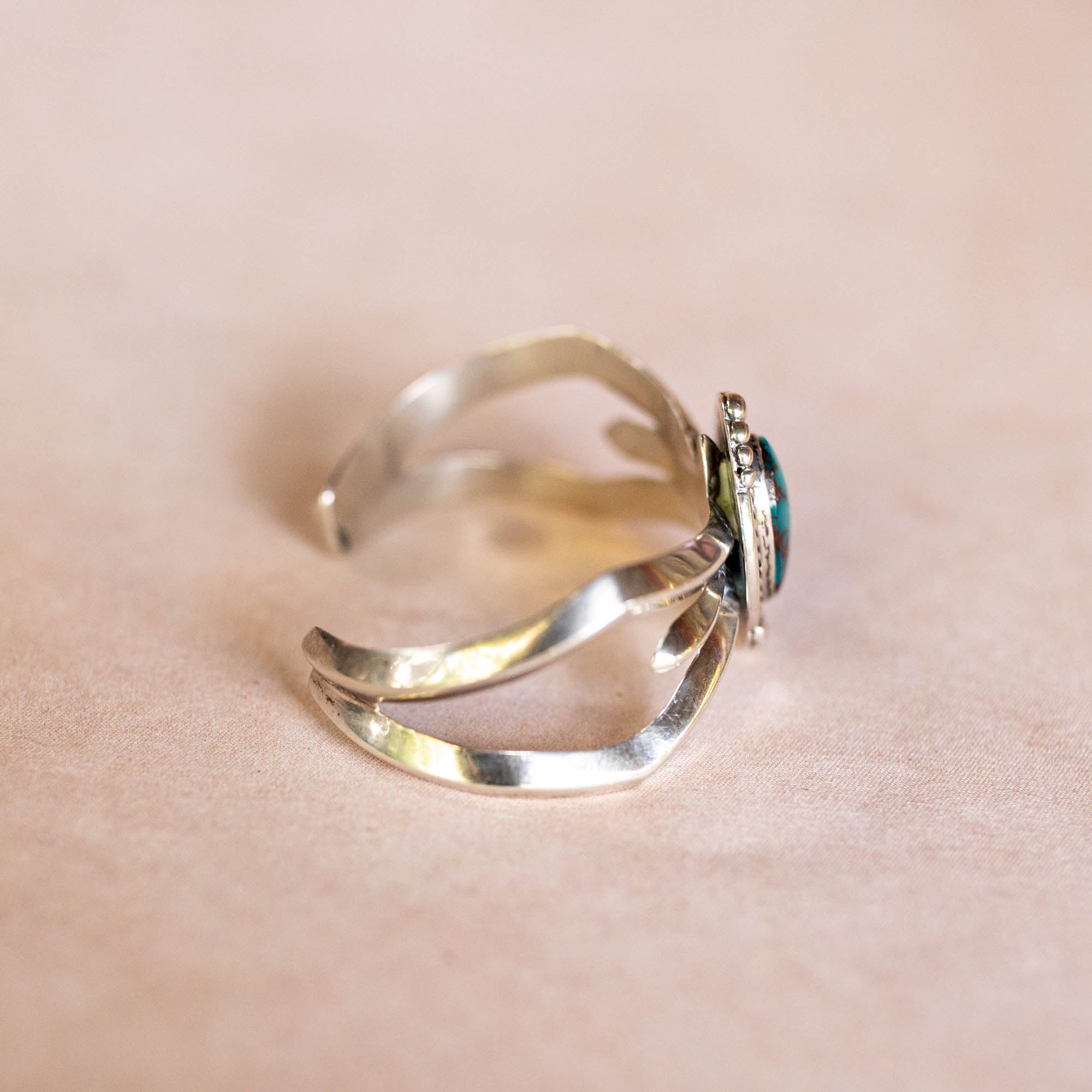 Vintage Silver Navajo Cuff with High Grade Turquoise