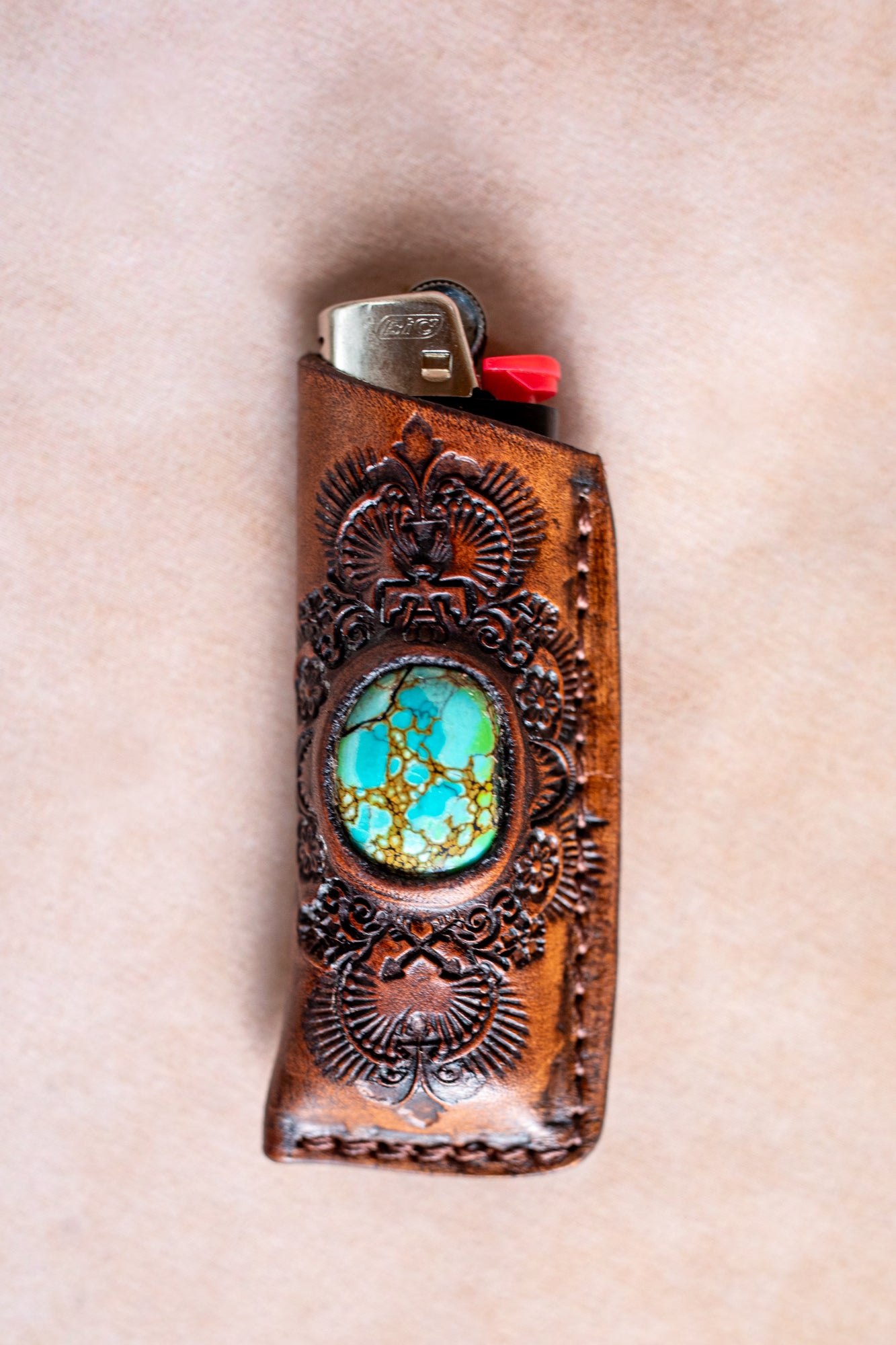 Woodstock Lighter Case with Turquoise