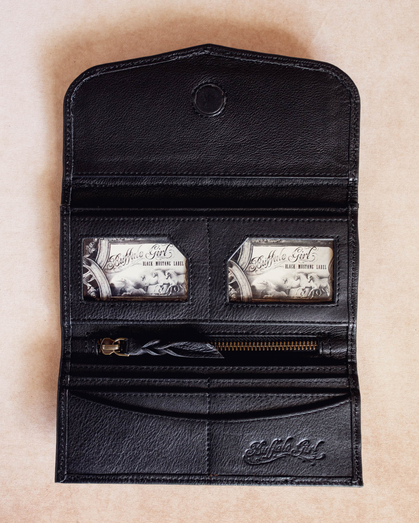 Black Magic Swirls Wallet with Labradorite